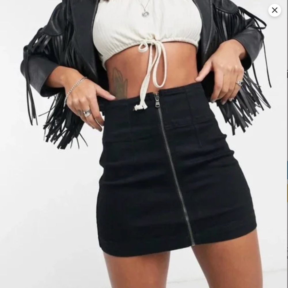 NWT Free People Virgo Zip Front Mini Skirt